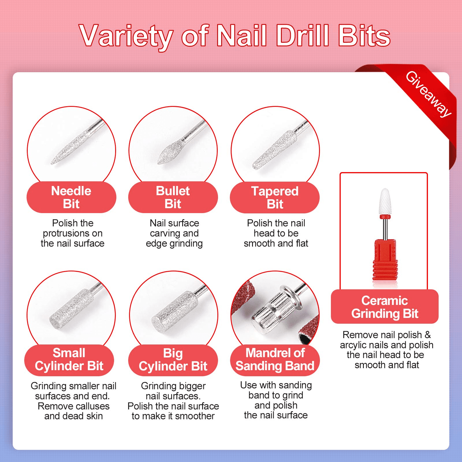 Electric Nail Drill Machine, CIICII Professional Nail Drill Kit (66Pcs Cordless Portable 4-Speed Rechargeable Forward & Reverse Design Nail File Set) for Acrylic Nails/DIY Manicure & Pedicure