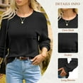 thumbnail image 4 of TEMOFON Womens Waffle Knit Tops Crew Neck Long Sleeve Shirts Casual Trendy Womens Clothes Blouses Basic Tee Sweatshirts Pullover with Pocket Fall Business Tops, 4 of 10