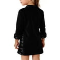 thumbnail image 2 of Cethrio Girls Velvet Dresses, Lapel Collar Long Sleeve Party Casual Midi Dresses Black Size 7-8, 2 of 5