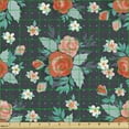 thumbnail image 2 of Ambesonne Floral Fabric by the Yard Upholstery, Feminine Colorful Roses Art, 5 Yards, Dark Indigo and Multicolor, 2 of 5