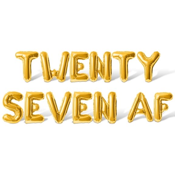 Letter Balloons - TWENTY SEVEN AF 16" Inch Alphabet Letters Foil Mylar Balloon 27th Birthday Party Banner (Gold)