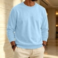 thumbnail image 2 of Men's Fleece Crewneck Sweatshirt Cotton Long Sleeve Pullover Casual Thermal Shirts fall winter fashion comfort solid Sweatshirt Light Blue M, 2 of 6