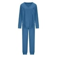 thumbnail image 5 of UAMVSH Womens Pajama Sets Soft Knitted 2 Piece Lounge Sets Fall Long Sleeve Sleepwear Pullover Tops Cinch Bottom Pantsuits Loungewear Pjs(MediumBlue), 5 of 7