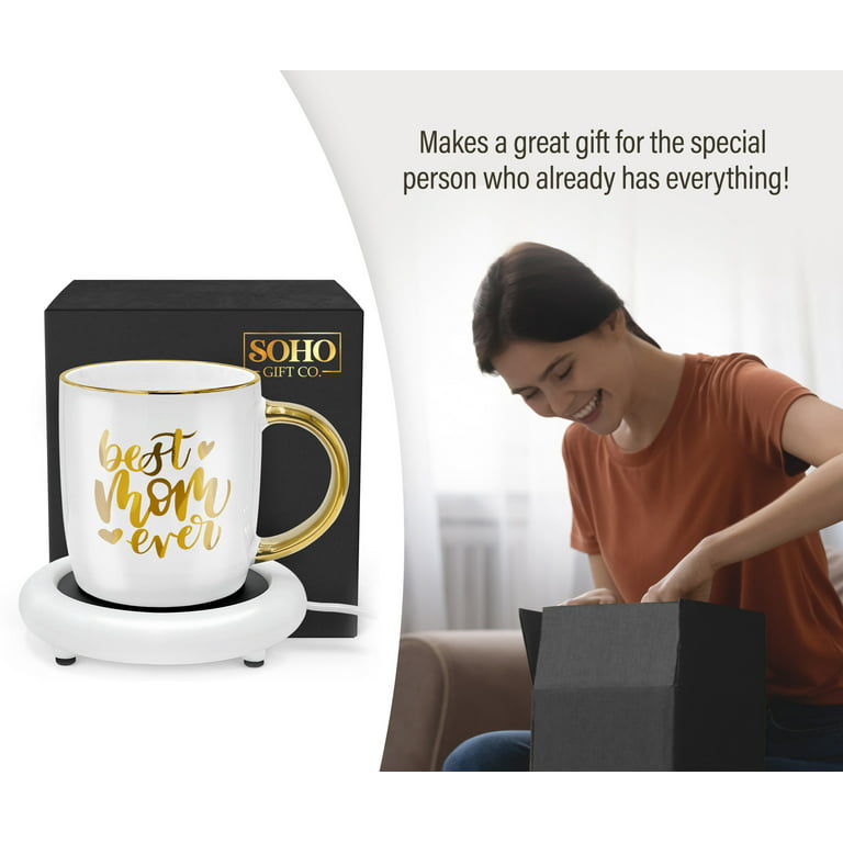 SoHo Coffee Mug with Warmer Gift for Mom, Electric Heated Coffee Lover  Gifts for Birthday/Christmas, 12oz Best Mom Ever (Gift Boxed) 