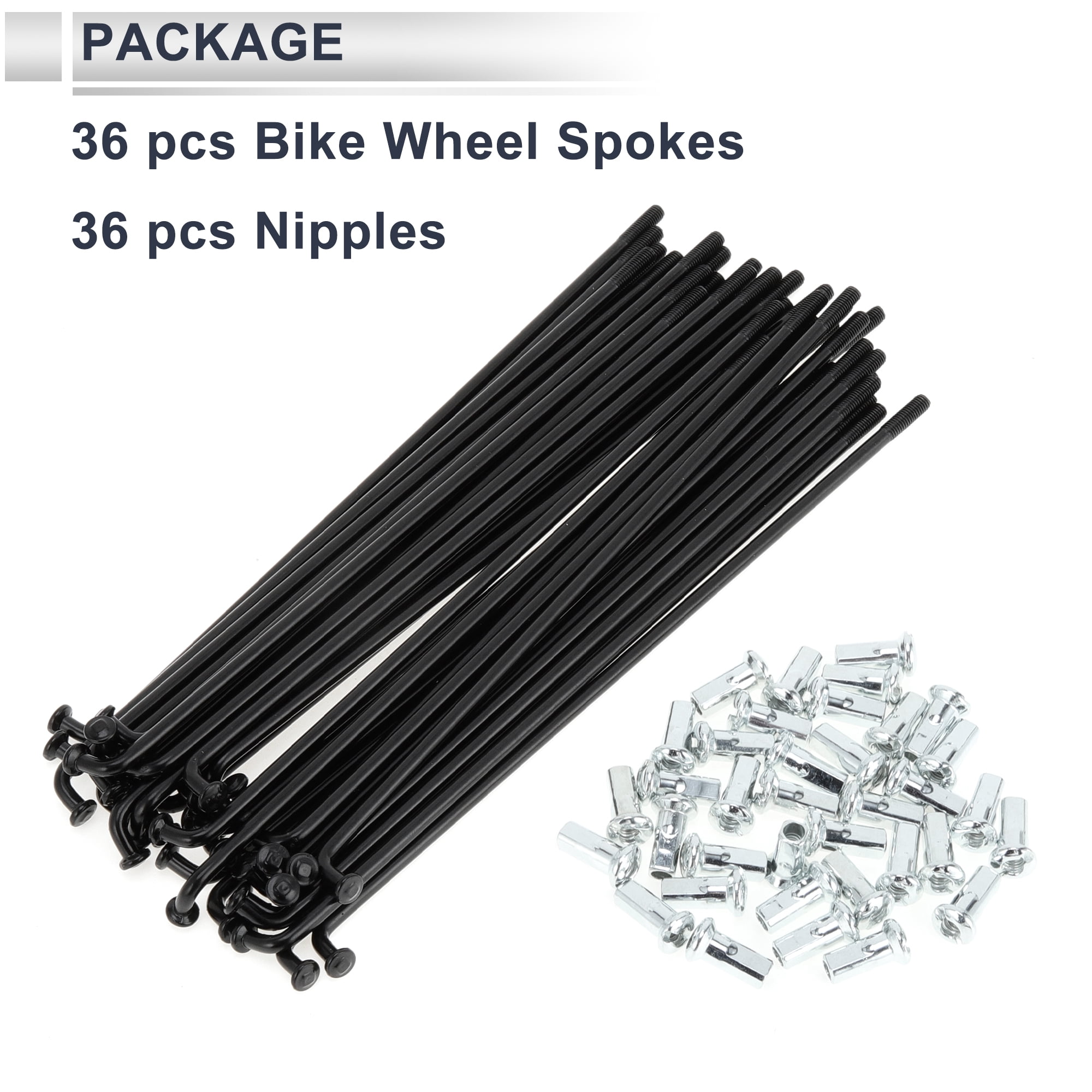 Unique Bargains 36Pcs Universal 12G Bike Wheel Spokes with Nipples Black 5.16"