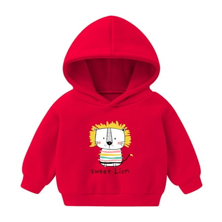 

JDEFEG Kids Plain Sweatshirt Toddler Boys Girls Winter Long Sleeve Hoodie Sweatshirt Outwear for Kids Clothes Cartoon Sweet Lions Prints Boys Size 14 Rain Coat Cotton Blend Red 110