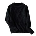 thumbnail image 3 of Aboser Argyle Knit Sweaters for Women Trendy Cozy Long Sleeve Pullover Warm Soft Crew Neck Sweater Loose Fits Jumper Tops Solid Color Fall Blouses Black M, 3 of 5