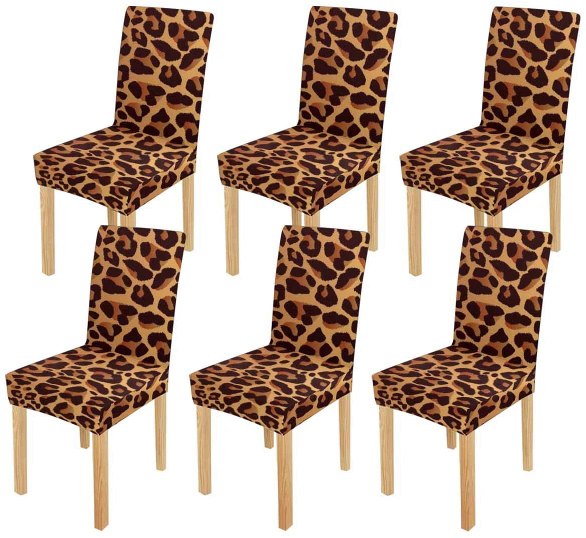 Zhanzzk Leopard Print Stretch Chair, Leopard Print Parson Chair Covers