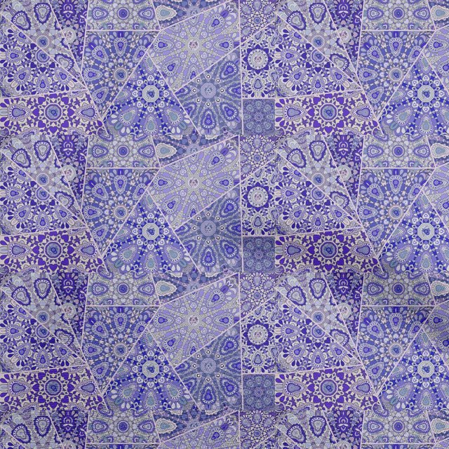 oneOone Polyester Spandex Medium Purple Fabric Asian Mosaic Floral Craft Projects Decor Fabric Printed By The Yard 56 Inch Wide