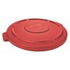 Rubbermaid Commercial Flat Top Lids for 20-Gallon Round Brute Containers, Red, 6 count