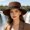 Coffee, variant on Women's Flat Top Wide Brim Fedora Sun Hat for Vacation Free Size