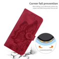 thumbnail image 6 of For Google Pixel 7 5G 6.3" Large Butterfly Pattern Embossed Strong Magnetic Attachment/Closure, Card Slots/Pocket, PU Leather Flip Wallet Case ﻿,Red,For Pixel 7 5G, 6 of 6