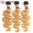 thumbnail image 3 of Euphoria-mechones de cabello humano brasileño ondulado, pelo Remy ombré Rubio 27 con cierre, Color rojo 1B 99J, 4x4, 3 of 5