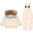 thumbnail image 3 of PMUYBHF 0-3 Months Baby Girl Clothes Winter Toddler Boys Snowsuit Girls Snow Pant and Jacket Bib Winter Kids Clothes Coat Set 90 Beige, 3 of 3