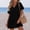 Black, variant on Swimsuit Coverup for Women Waffle Knit V Neck Short Sleeve Beach Coverup Dress Summer Beach Dresses with Pockets(Watermelon Red,L)