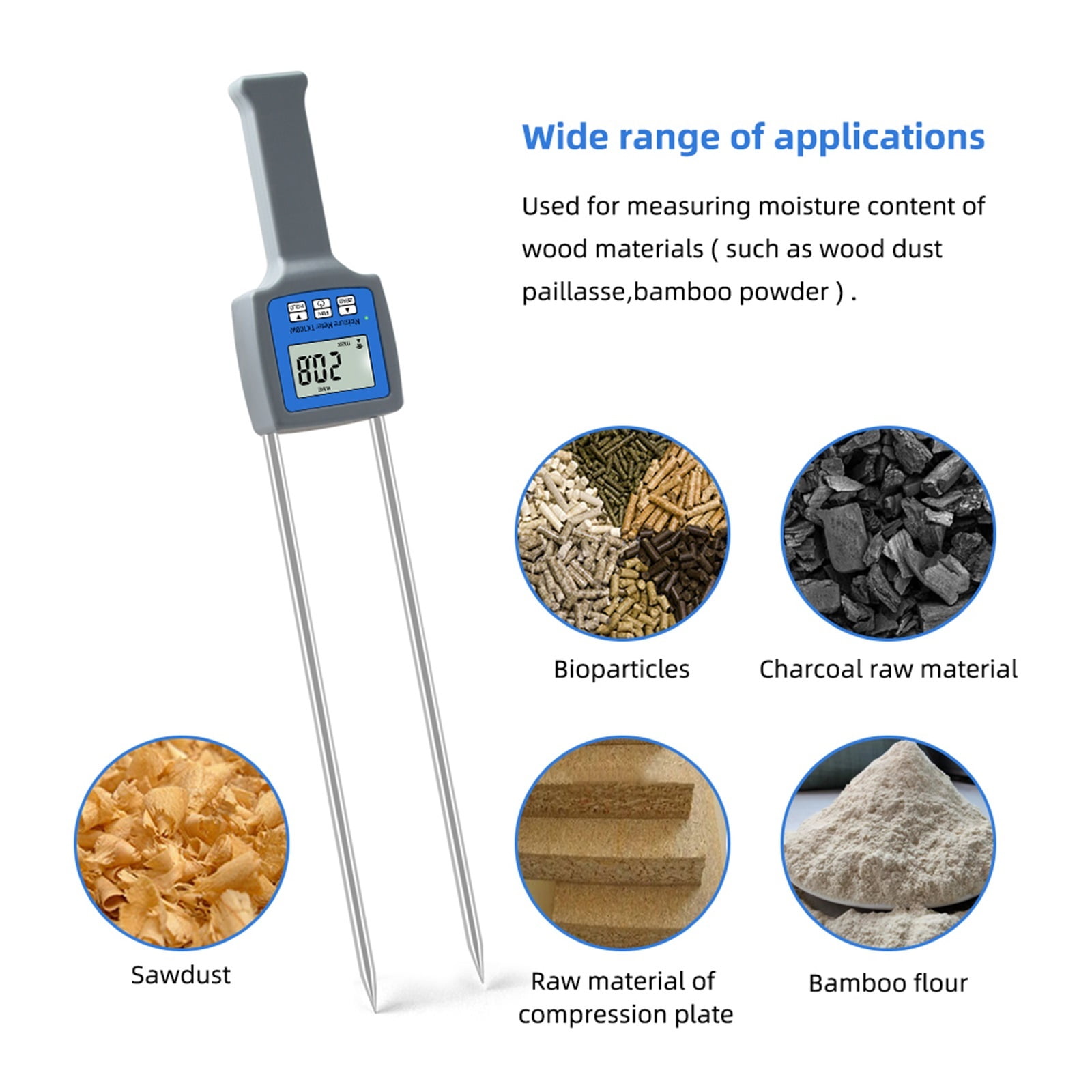 TK100W Hygrometers Wood Sawdust Powder Hay Bale Peat Moisture Meter Hygrometer Humidity ,Wide Applications