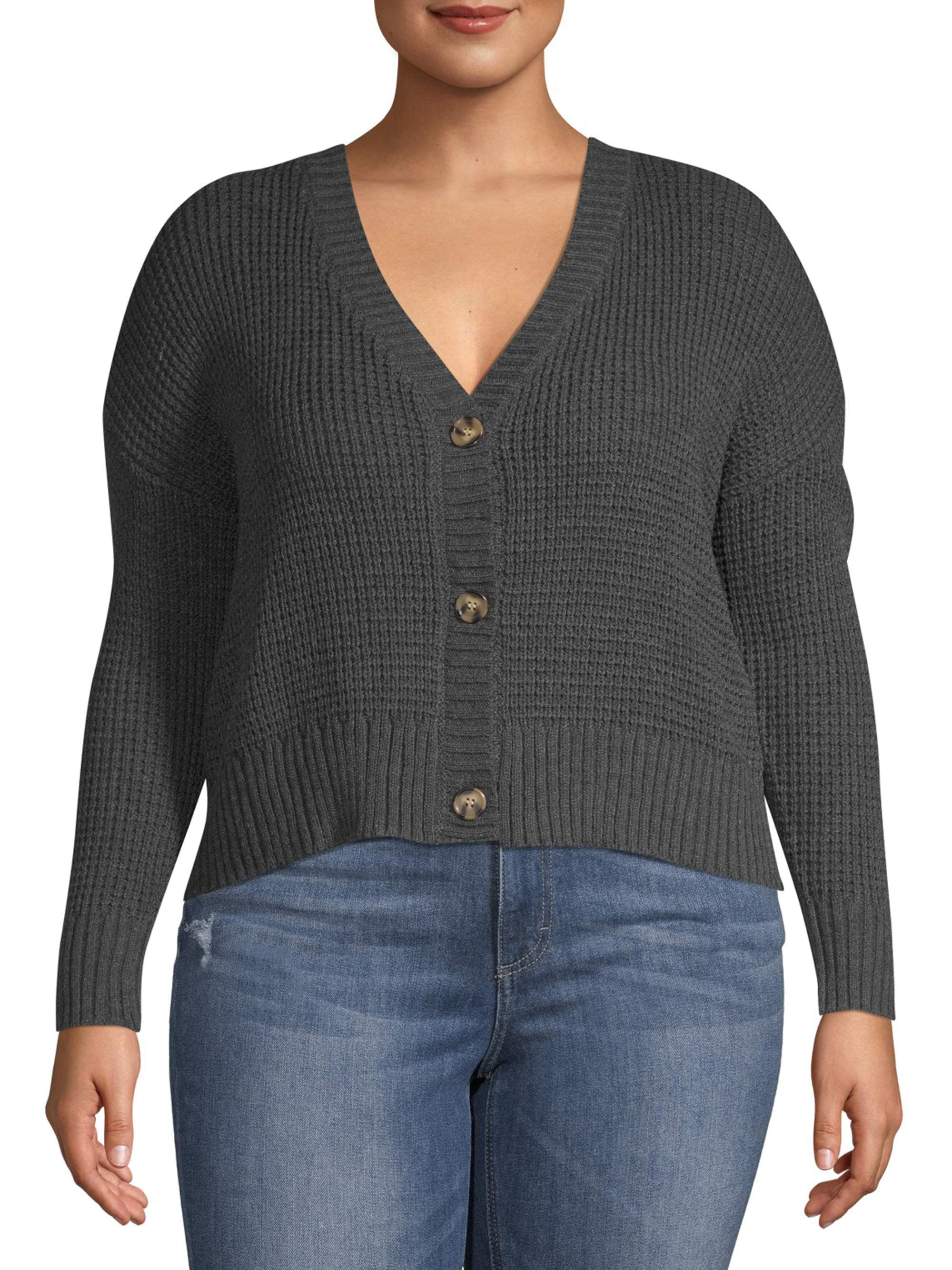 No Comment - No Comment Juniors' Plus Size Cropped Thermal Cardigan ...