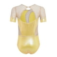 thumbnail image 2 of vastwit Kids Girls Gymnastics Leotard Ballet Dance Bodysuit Short Sleeve Acrobatics Performance Tumbling Outfit Yellow 8, 2 of 6