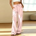 thumbnail image 6 of ClodeEU Women's Elastic High Waist Wide Leg Cargo Pants, Casual Loose Workwear Trousers with Pocket ,Women's Plus XL, 6 of 8