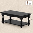 thumbnail image 5 of Homieasy Coffee Table, 2-Tier Farmhouse Coffee Table with Storage for Living Room, Black, 5 of 8