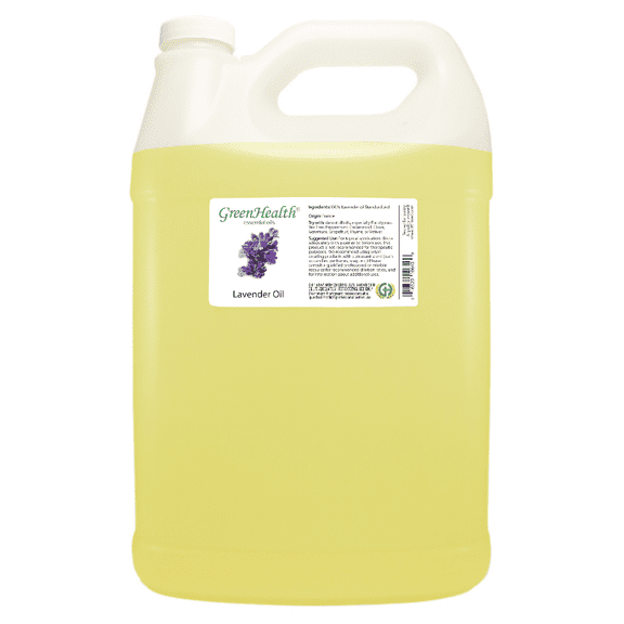 Lavender Essential Oil - 128 fl oz (1 Gallon) Plastic Bottle w/ Cap - Therapeutic Grade by GreenHealth