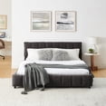 thumbnail image 6 of Queen Size Upholstered Bed Frame with Storage Drawers and Soft Chenille Headboard, Dark Gray Platform Bed with Solid Wood Frame for Modern Bedrooms, 6 of 9