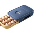 thumbnail image 1 of Caja de huevos, caja de huevos con cajones, nevera de almacenamiento para 21 huevos, cesta de huevos de cocina de plástico, caja dispensadora de huevos apilable, soporte para huevos, nevera azul Kuyhfg Bienvenido a Kuyhfg, 1 of 5