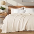 thumbnail image 3 of Exclusivo Mezcla 100% Cotton Waffle Blanket Queen Size for Bed, Lightweight and Breathable Gauze Muslin Blanket for Summer, Moisture-Wicking, Home Decor, 90"x90", Beige, 3 of 8