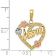 thumbnail image 3 of 14K Tri-Color Nana In Heart With Flowers Pendant (21 X 17) Made Peru k4083, 3 of 5