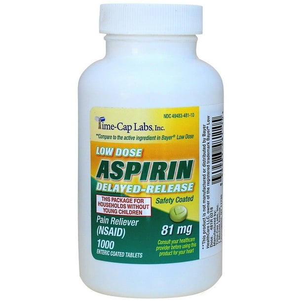 Aspirin 81 mg. Delayed Release 1000 Tablets