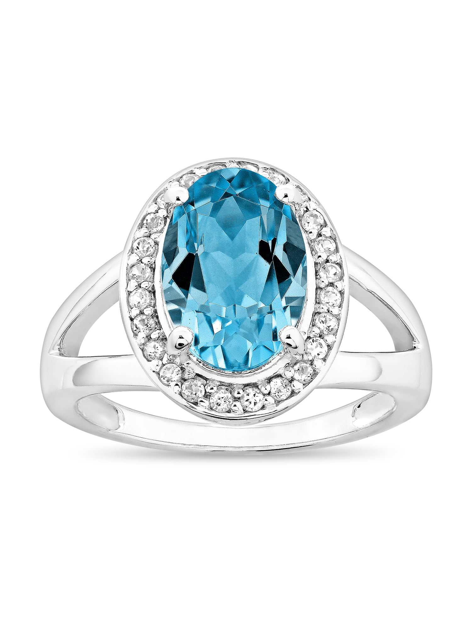 4.74 ct. Blue Topaz and White Topaz Sterling Silver Ring - Walmart.com