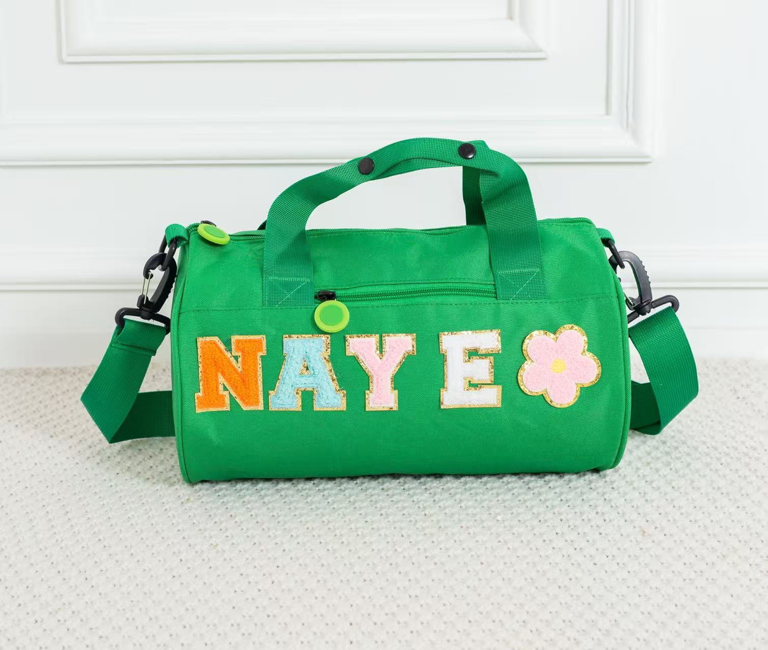 Personalized Sport Duffle Bag with chenille Letter,Custom Water Proof Dance Bag for Kids,Overnight Bag,Sewn Weekender Ballet Bag,Birthday Gift for Kids