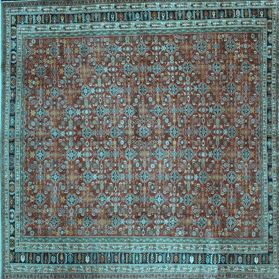 Ahgly Company Indoor Square Persian Light Blue Traditional Area Rugs, 6' Square