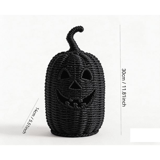 THOPBPRK 2026 Black Halloween Woven Pumpkin Jack-O'-Lantern