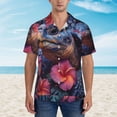 thumbnail image 2 of Sikiie Realistic Flower Turtle Print Men's Hawaiian Shirt, Summer Beach Button Pocket Short Sleeve T-Shirt,XX-Large, 2 of 7