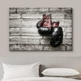 thumbnail image 3 of wall26 Canvas Print Wall Art Wood Panel Effect Brick Wall Retro Vintage Boxing Gloves Sports Fitness Photography Realism Decorative Scenic Multicolor for Living Room, Bedroom, Office - 24x36, 3 of 5