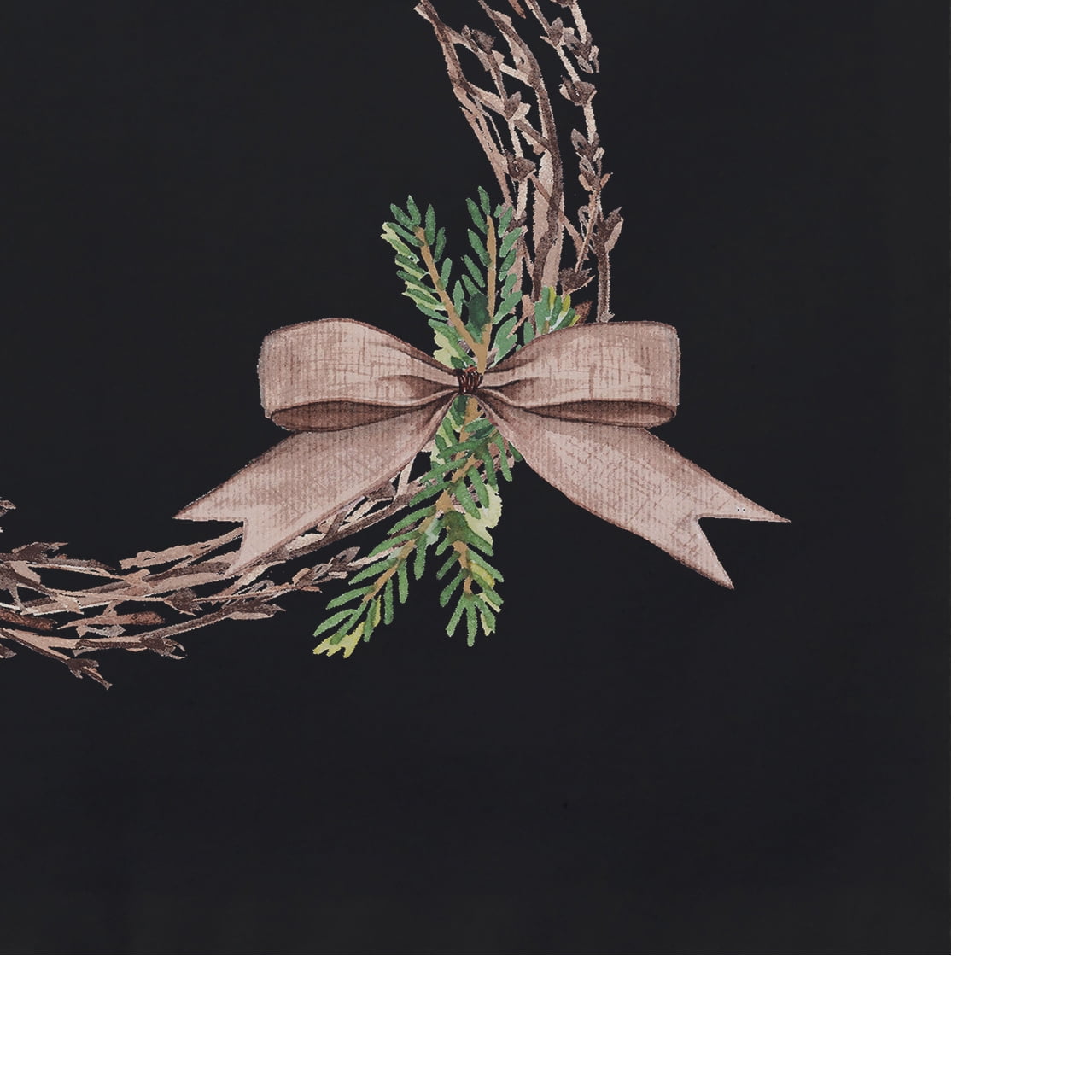 Simply Daisy Sprig of Green 18 x 14 Inch Black Holiday Print Placemat (Set of 4)