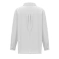 thumbnail image 4 of MIXUE Women Blouses Linen Solid Color Lapel Button Down Long Sleeve Pockets Womens Summer Tops Activewear,White,L, 4 of 6