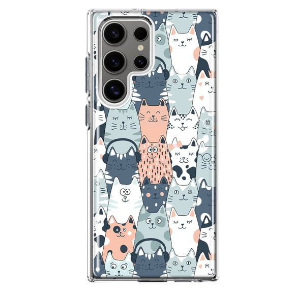 Mundaze - Case for Samsung Galaxy S24 Ultra Slim Shockproof Hard Shell Soft TPU Heavy Duty Protective Phone Cover - Cute Cat Friends
