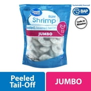 Great Value Jumbo Raw Peeled, Deveined, Tail-Off Shrimp, 16 oz (Frozen)