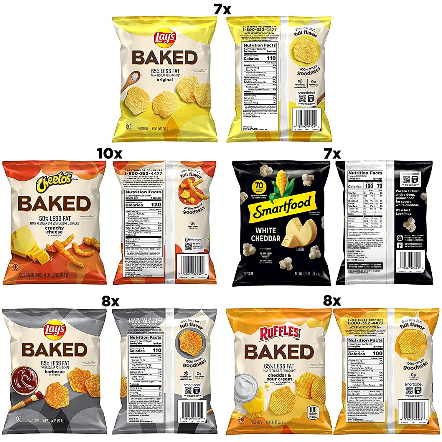 Frito-Lay Baked & Popped Mix Snacks Variety Pack, 40 Count