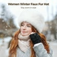 thumbnail image 2 of Women's Faux Fur Winter Hat, Russian Style Warm Headwear, Plush Bucket Cap for Cold Weather, 21.3-22.8 in Head Circumference, 2 of 5