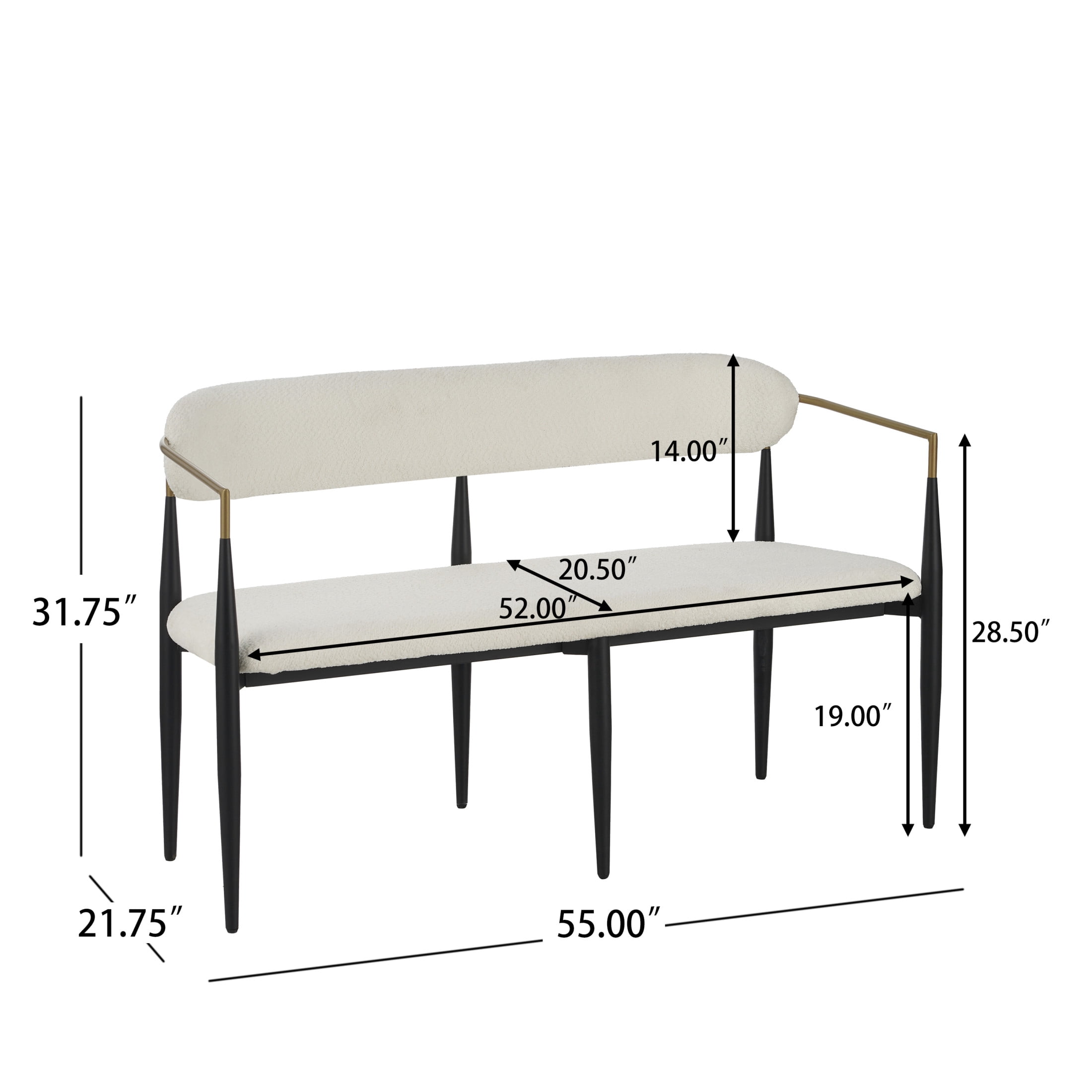 Christopher Knight Home Minimalist Boucle Upholstered Loveseat with Metal Frame, Light Beige