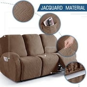 TAOCOCO Recliner Sofa Slipcovers 3-Pieces Reclining Couch Cover with Side Pockets, Kids Pets Covers Furniture Protector, Brown