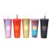 thumbnail image 2 of Vasos de plástico Happon de 24 oz con tachuelas, transparentes y dorados con tapa y pajita, reutilizables, de doble pared y con aislamiento., 2 of 6