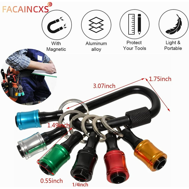 ACEG Bit holder Key adapter Quick Release Keychain Carabiner 1/4