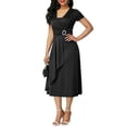 thumbnail image 2 of Dnzceghtig HEVIRGO Vestido de Fiesta A Media Pierna Ajustado con Cuello en V y Manga Corta para Mujer, Talla Grande, Negro XXL, 2 of 5