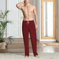 thumbnail image 2 of Susaid Burgundy Floral Print Mens Pajama Pants Set Sleep & Lounge Pants, PJ Bottoms with Pockets and Button Fly-Large, 2 of 6