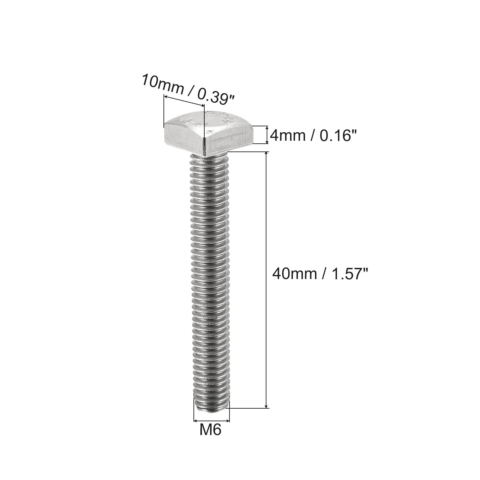Uxcell Square Head Bolt 2-Pack – M8x60mm Fully Threaded 304 Stainless Steel Machine Screws, Grade C, Corrosion-Resistant