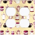 thumbnail image 2 of Metal Light Switch Wall Plate Outlet Cover (Coffee Mocha Espresso Tea Pot Kettle Maker Festive Cup Cream Pattern - Double Duplex), 2 of 2